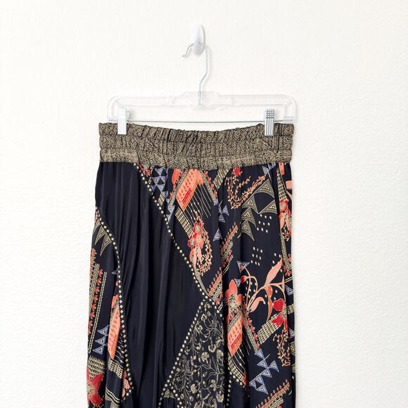 [Vintage] Dorothy Schoelen Black Dark Floral Geometric Print Maxi Skirt Size 12 - Picture 6 of 11